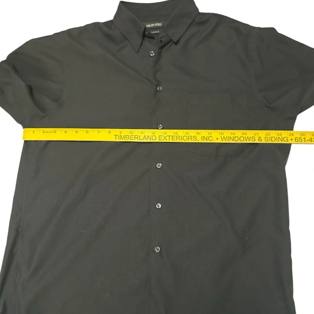 Murano Black Sueded Button Up Short Sleeve Shirt Casual Pocket Men’s Size Large.